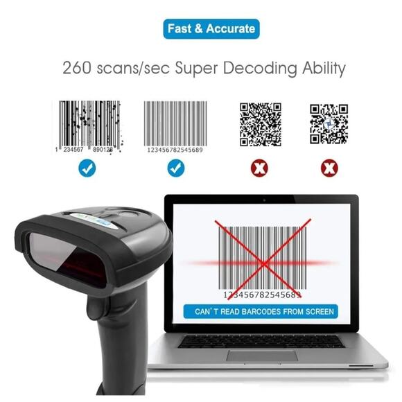 NT-1698W Wireless Barcode Scanner 2.4G USB Wired 1D Laser Bar Code Reader - Picture 4 of 7